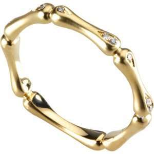  14 Karat Yellow Gold Diamond Bamboo Stackable Ring 