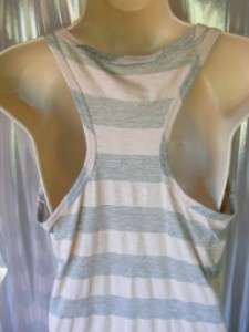   THREADS Womens Soft Gray Pink Stripes Shirt Tank Top CUTE Large  