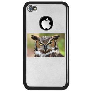  iPhone 4 or 4S Clear Case Black Great Horned Owl 
