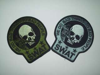 OD/GREEN & BLACK/SILVER SWAT DEATH SKULL POLICE PATCHES  
