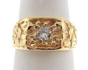 Estate Genuine Diamond 14k Yellow Gold Nugget Ring  
