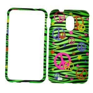  Colorful Peace Sign on Green Zebra Rubberized Snap on Hard 