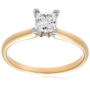 10k Yellow Gold Princess Cut Solitaire Diamond Engagement Ring (3/4 ct 