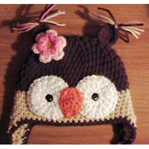    Handmade Crochet Baby Girl Owl Hat (newborn) 