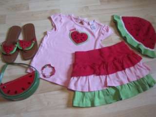 Gymboree girls size 5 5t Watermelon Picnic outfit ruffle skirt  