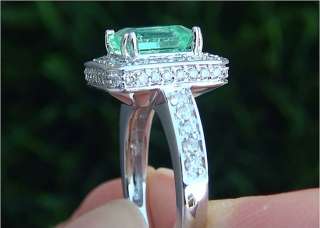   30 Carat Natural Colombian Emerald Diamond Ring 14k White Gold  