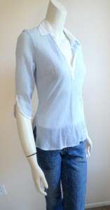WOMEN MANGO MNG light blue strip shirt size 6  