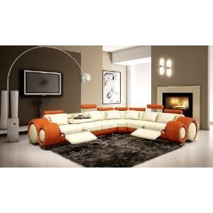 Modern Furniture  VIG  4087   Orange and Off White Sectional Sofa 
