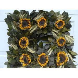  Square Sunflower and Wheat Wreath