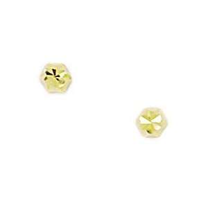  14k Yellow Gold Small Hexagonal Shape Screwback Earrings 