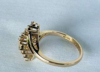   14K YELLOW GOLD .40 CT DIAMOND CLUSTER WATERFALL BYPASS RING  