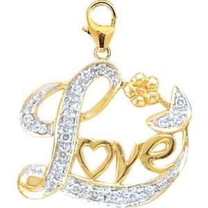  14K Gold 1/10ct HIJ Diamond Love Spring Ring Charm Arts 