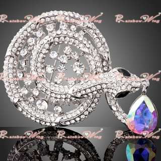 Best Gift Ladies 18K Gold Swarovski Crystal Snake Breastpin Brooch Pin 