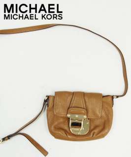 Michael Kors Monogram Luggage Leather Charlton Crossbody Messenger Bag 