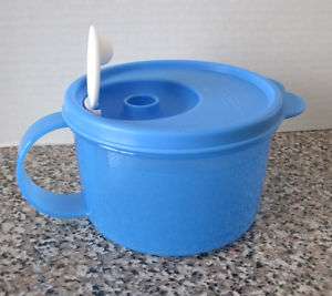 TUPPERWARE ~ CrystalWave Soup Mug ~ microwavable BLUE  