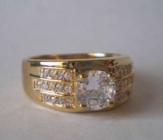 24k Gold Gep 7 MM Round Cubic Zirconia Ring Size 13  