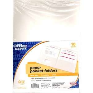  Office Depot White Paper Pocket Folders