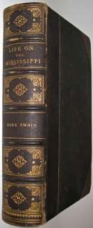 MARK TWAIN leather FIRST EDITION 1st Life Mississippi  