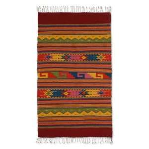    Zapotec wool rug, Fiesta in Mitla (2.3x5)