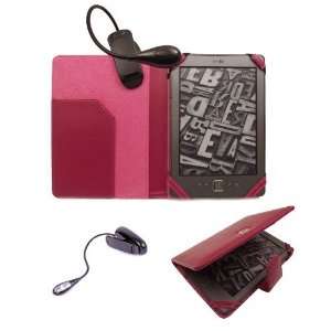  New Kindle Hot Pink Folio Case Cover Wallet with FREE LED 