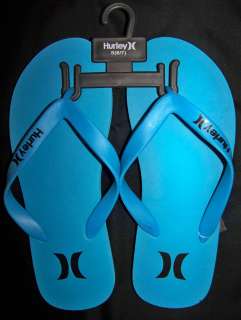 HURLEY mens flip flop sandals solid BLUE / TEAL   Size 6 7 8 9 10 11 