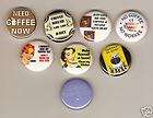 LOVE COFFEE / LATTE 8 Pins Buttons Badges Pinbacks