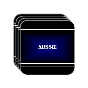 Personal Name Gift   AUSSIE Set of 4 Mini Mousepad Coasters (black 
