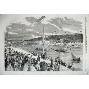  1859 Paris Fetes Oriental Joust River Seine Boats Flag 