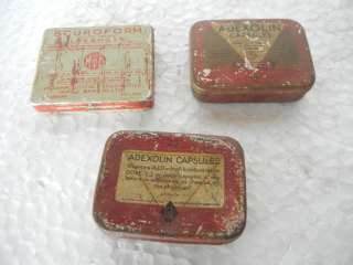 Vintage Lot of 3 Medical Capsule Tin Box  