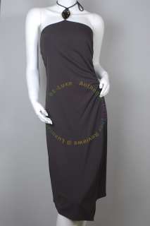 BCBG MAX AZRIA Brown Strapless Halter Exotic Stone Necklace Dress 