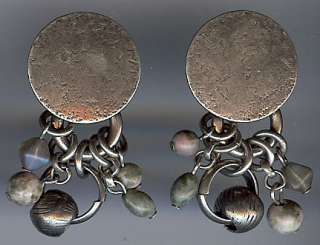 This pair of beaded silver tone MARJORIE BAER pierced post earrings 