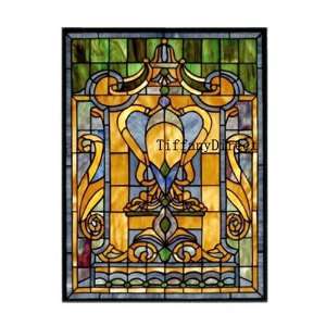  Tiffany Style Stained Glass Window Panel Victorian 18 X 