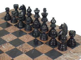 Staunton Marble Chess Set Black & Marina   16  