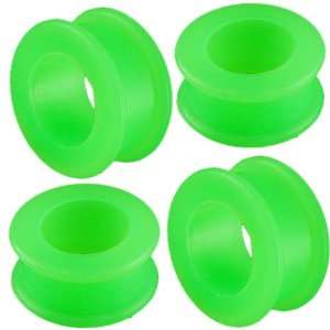15/16 gauge 24mm   Green Implant grade silicone Double Flared Flare 