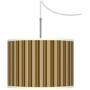  Umber Stripes Giclee Glow Swag Style Plug In Chandelier 