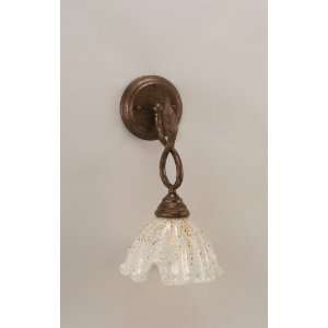 Bronze Finish 1 Light Wall Sconce w Gold Ice Glass