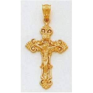  Fleur de lis INRI Crucifix   C248 Jewelry