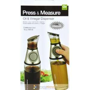 Two 18 ounce each Press & Measure Kitchen Oil and Vinegar Dispenser 