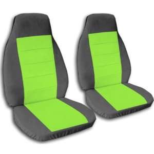  2 Charcoal and Lime Green seat covers for a 2005 to 2009 