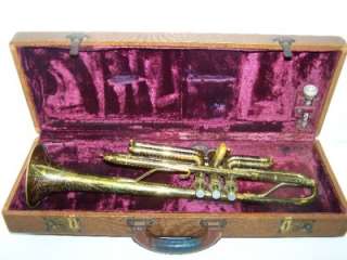 WURLITZER LYRIC Vintage Trumpet Brass Key C 48722 w/ Hard Case & BACH 