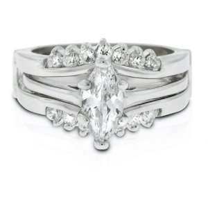   Marquise Cut Engagement & Wedding Ring Set 1.25ct Size 8 Jewelry