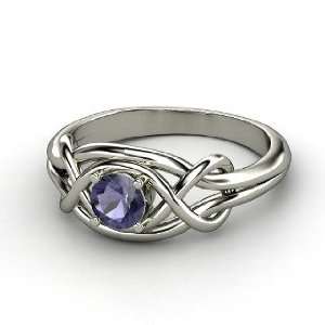  Infinity Knot Ring, Round Iolite Palladium Ring Jewelry