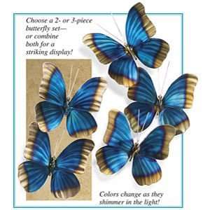  Iridescent Blue Butterflies Wall Art 2 Piece Everything 