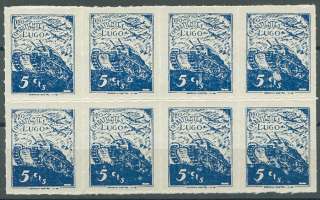 SPAIN CIVIL WAR LUGO Block of 8 Stamps Mint NH  