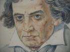 Original Signed Watercolor of Ludwig Von Beethoven  