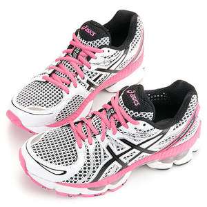 BN ASICS Womens GEL NIMBUS 13 Running Shoes White / Onyx / Pink T192N 