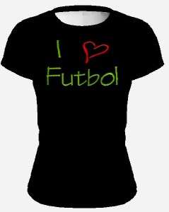 Love Heart Love Futbol Tee Shirt BLACK RED OR WHITE  