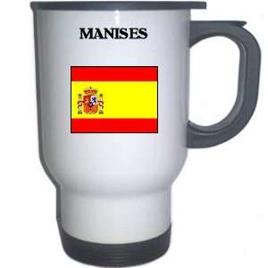 Spain (Espana)   MANISES White Stainless Steel Mug 