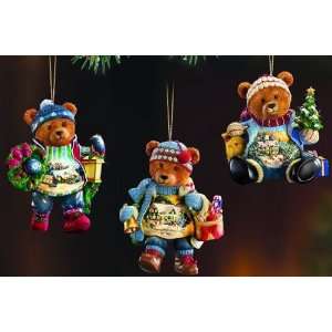 Thomas Kinkades ~ Set of 3 ~ TEDDY BEAR CHRISTMAS ~ Adorable Teddy 