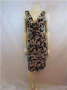   Authentic Ralph Lauren Animal Print Jersey Ruched Dress Size 2 , 4